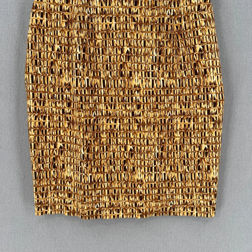 CHETTA B Vintage Dress Womens 4 Tan Brown Cotton Square Neck Sleeveless Sheath - Picture 11 of 16